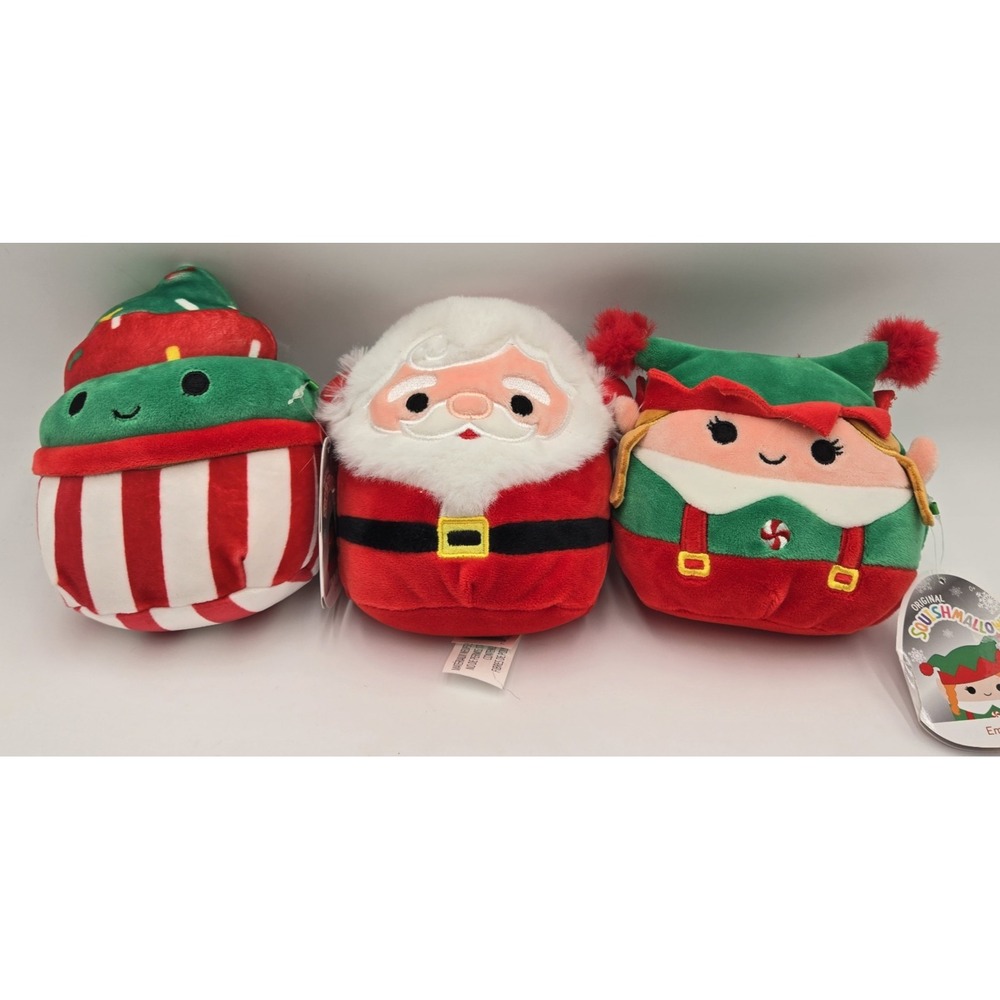 3 Holiday Christmas Squishmallow Plush Toy Emmy Elf Nick‎ Santa Chantal NWT